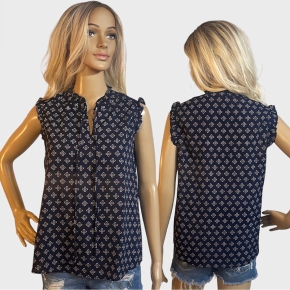 PAPERMOON Blue Floral Print Sleeveless Top - Picture 1 of 11